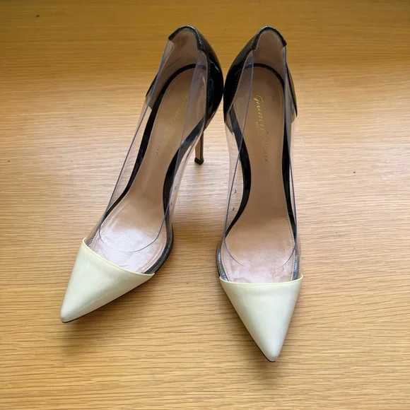 Gianvito Rossi Black and Cream Stiletto Heels PVC - Picture 2 of 5